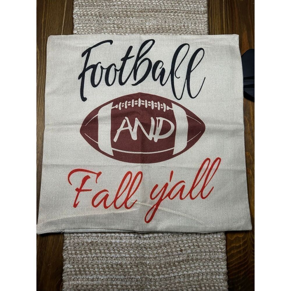 Football Autumn fall throw pillow case cover 17 x 17 New